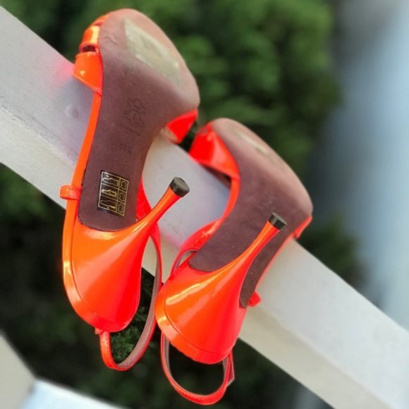 Women's Jean-Michel Cazabat Neon Red Strap Heels - Picture 5 of 8